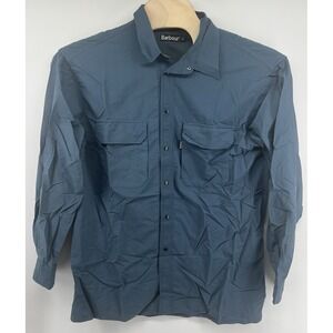 Barbour Ventilated Shirt Mens XL Snap Closure Blue Long Sleeved Hunting Fishing